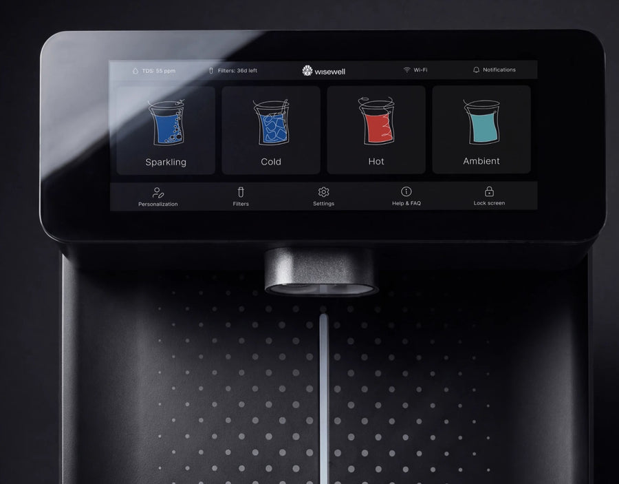 Wisewell Sparkle touchscreen with sparkling, cold, hot and ambient water